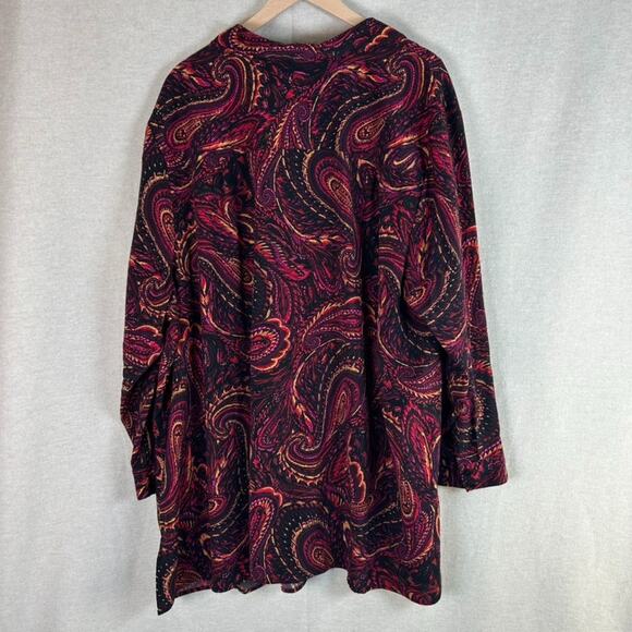 Catherines Womens Button Up Top Size 4X Paisley Modest Office Career Fall Artsy - Picture 5 of 9